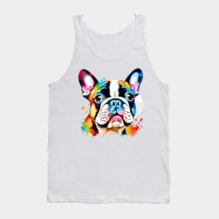 Cute Multicolored Frenchie Watercolor Portrait Tank Top